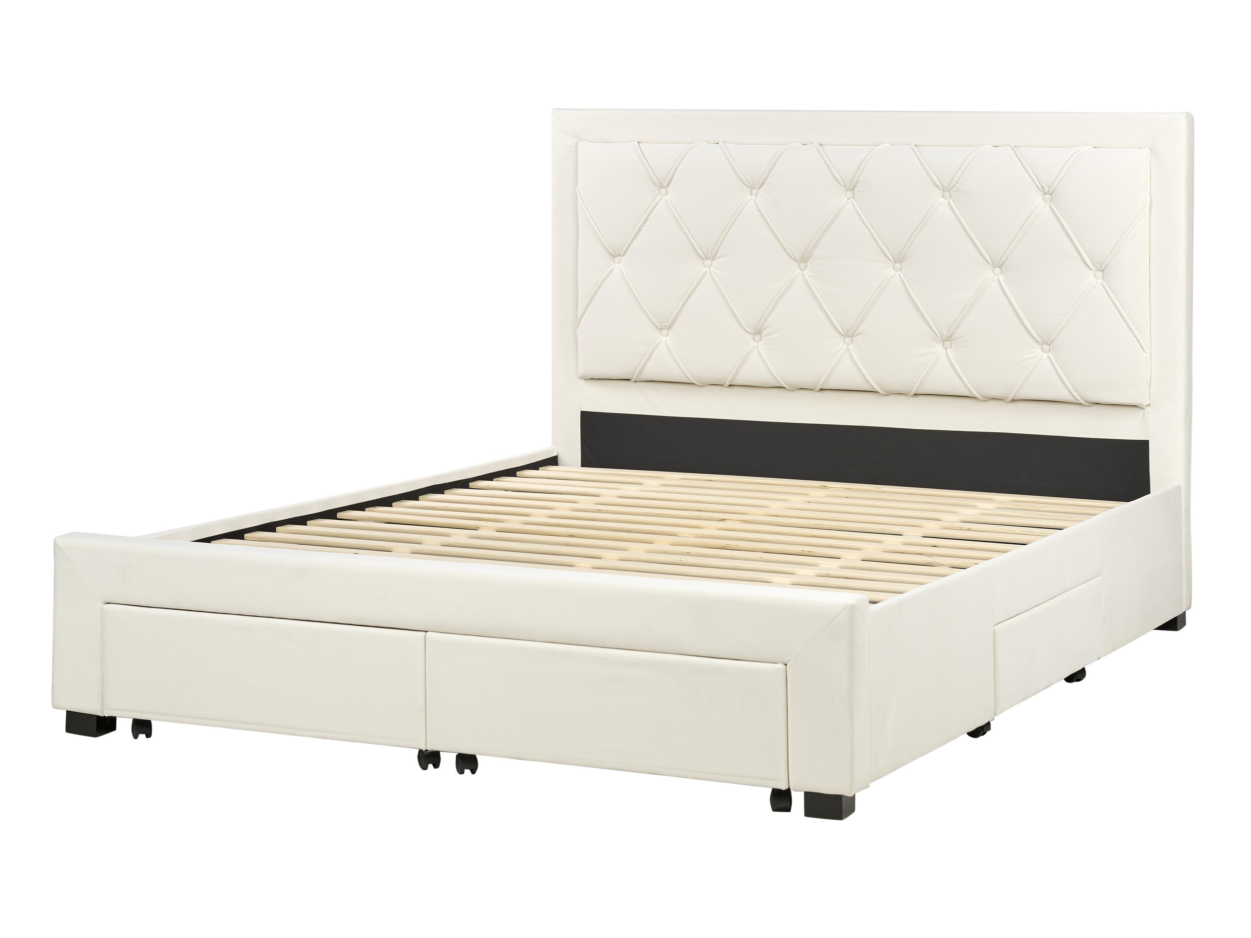 Bett mit Schubladen LIEVIN Samtstoff Hellbeige 160 x 200 cm_902428