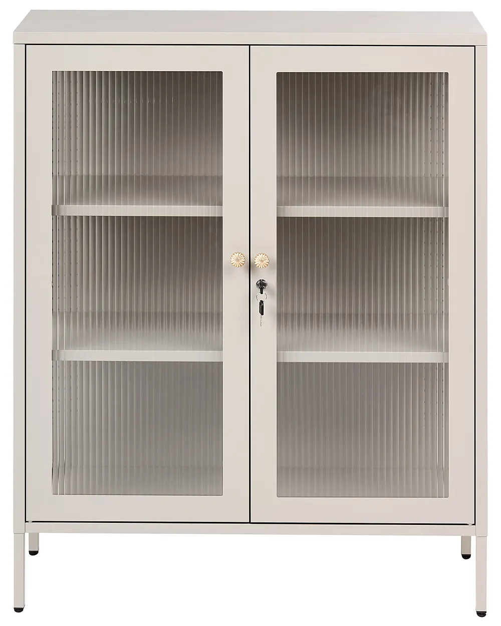 Glass Display Cabinet HARLYN  90 cm Metal Beige_1156532
