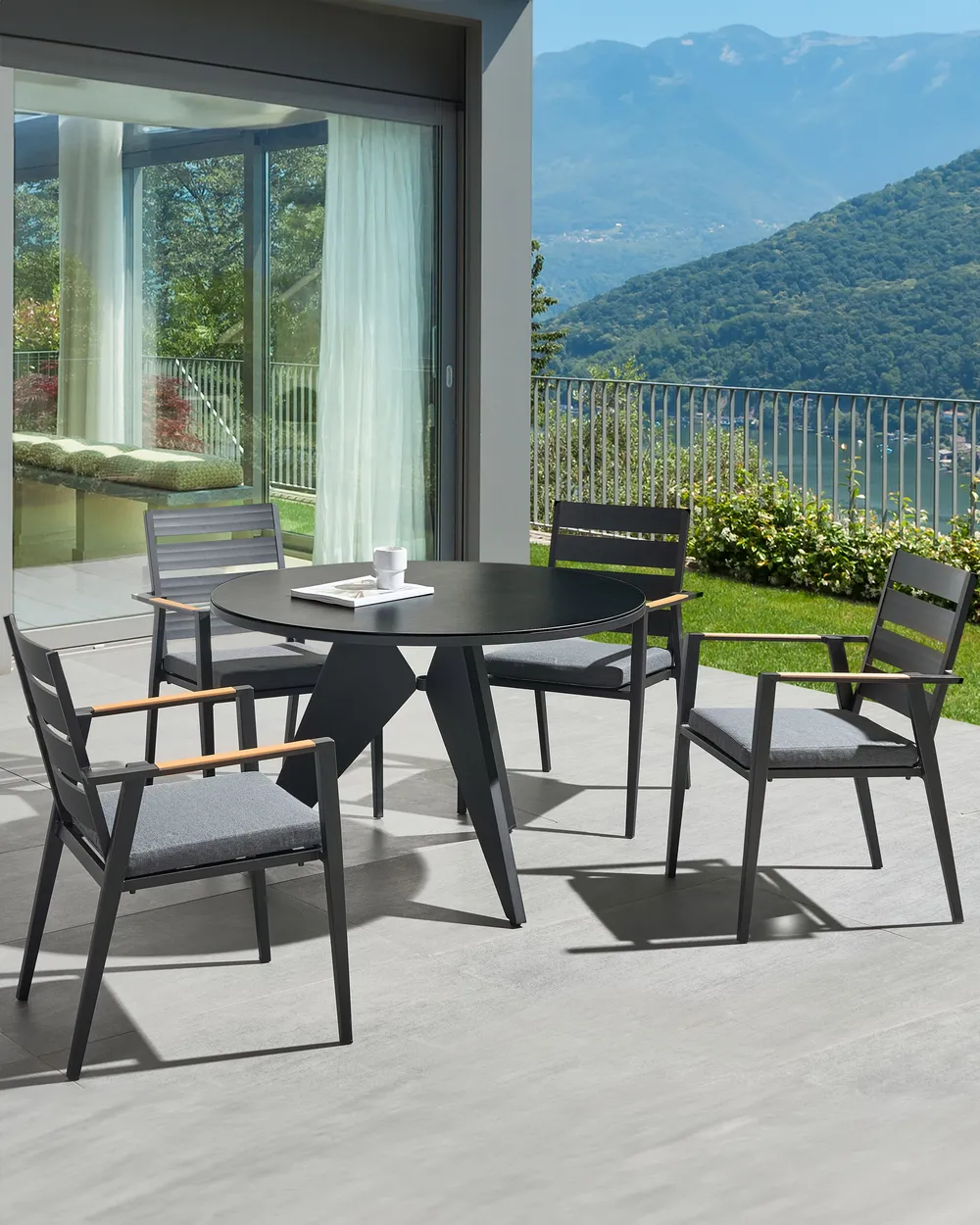 Set di sedie da giardino con cuscini TAVIANO Metallo Nero
