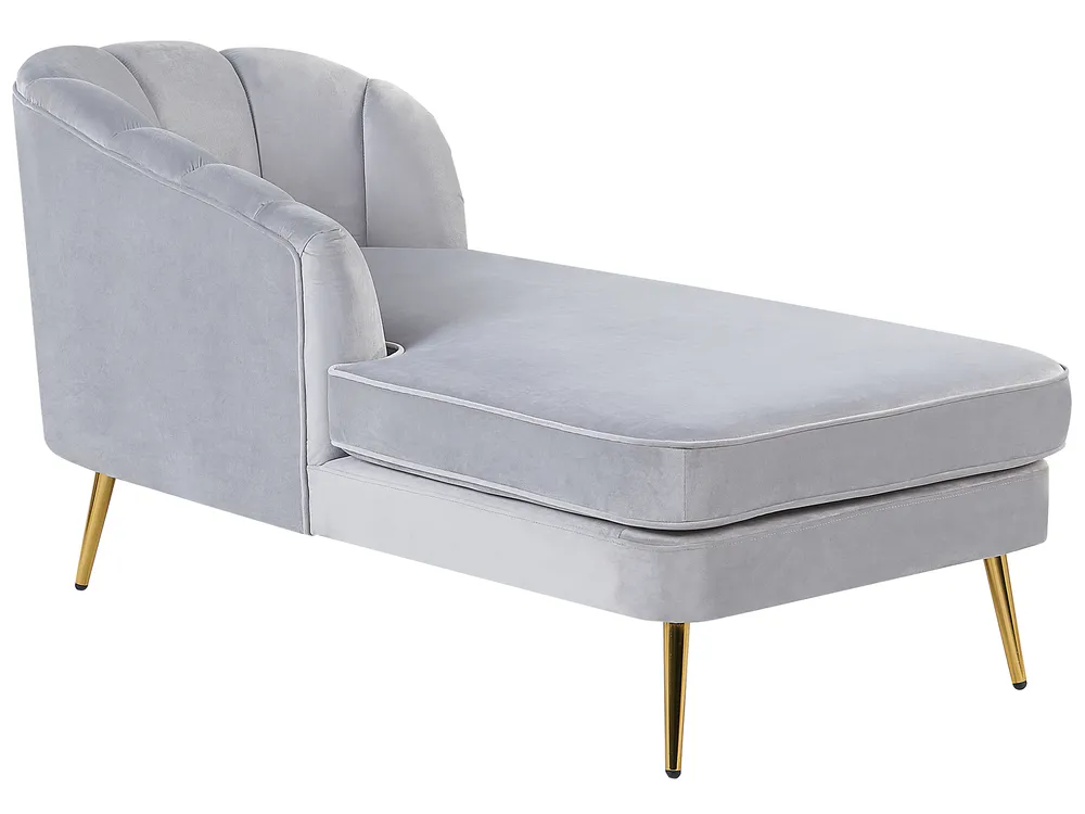 Right-Hand Chaise Longue ALLIER Velvet Light Grey_872797