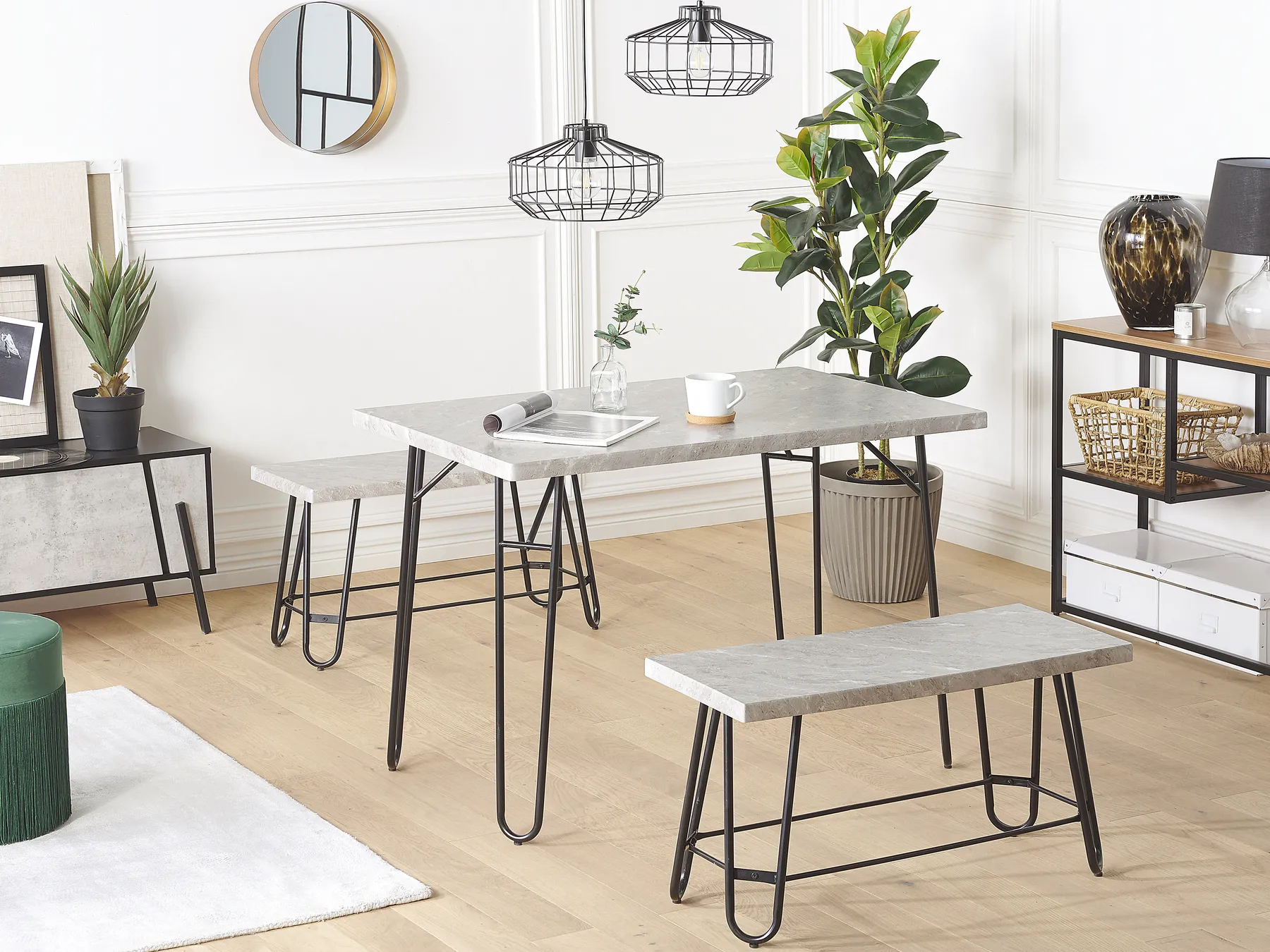 Dining Set KEMPTON Light Grey 4 Seater_773693