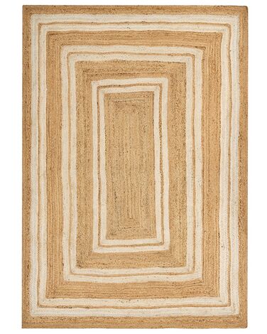 Teppich Jute beige 160 x 230 cm geometrisches Muster Kurzflor ELMALI