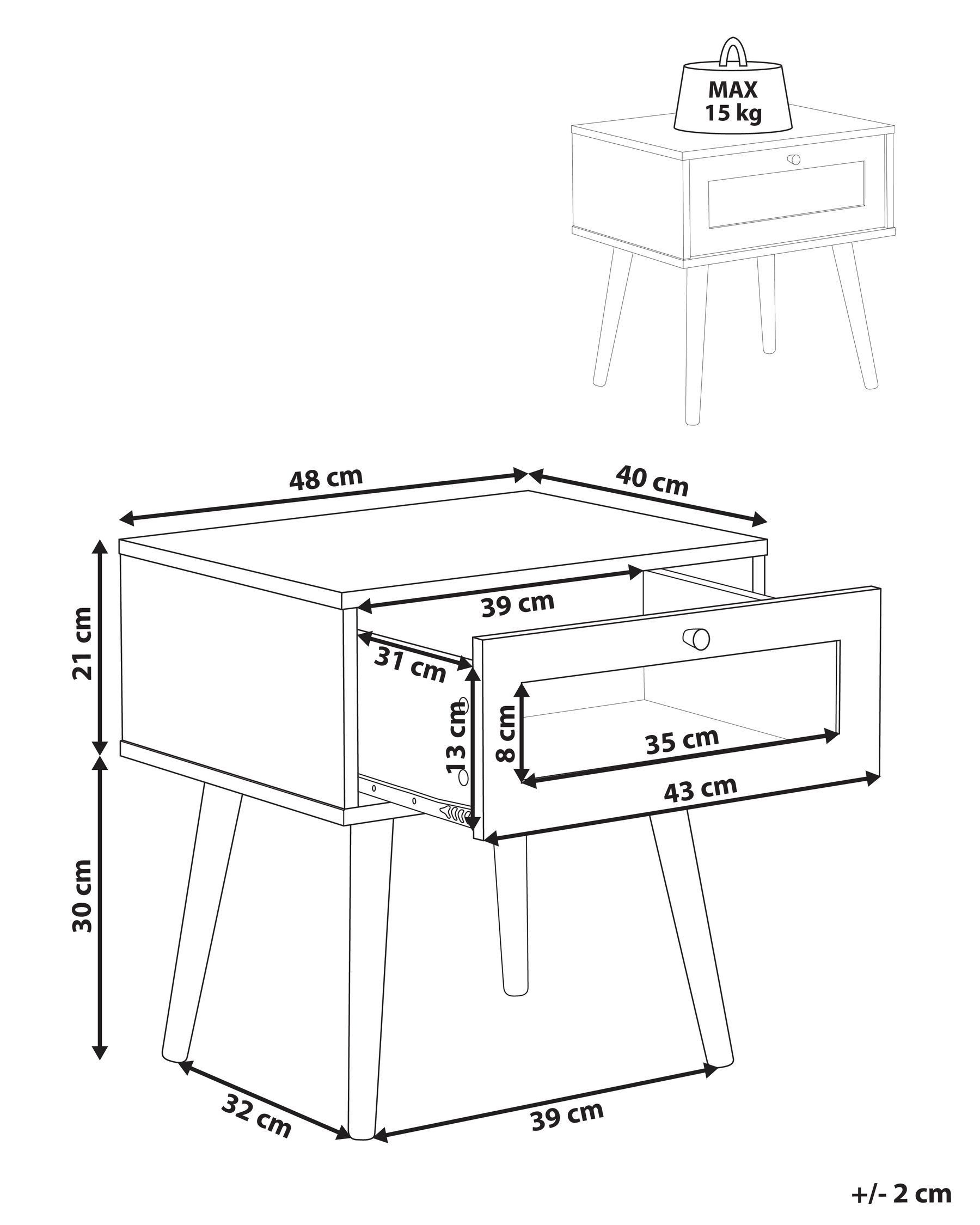 1 Drawer Bedside Table Light Wood ALBANY_963415
