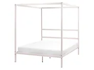 Four Poster Bed Metal LESTARDS 140 x 200 cm (EU Double) Light Beige_1165373
