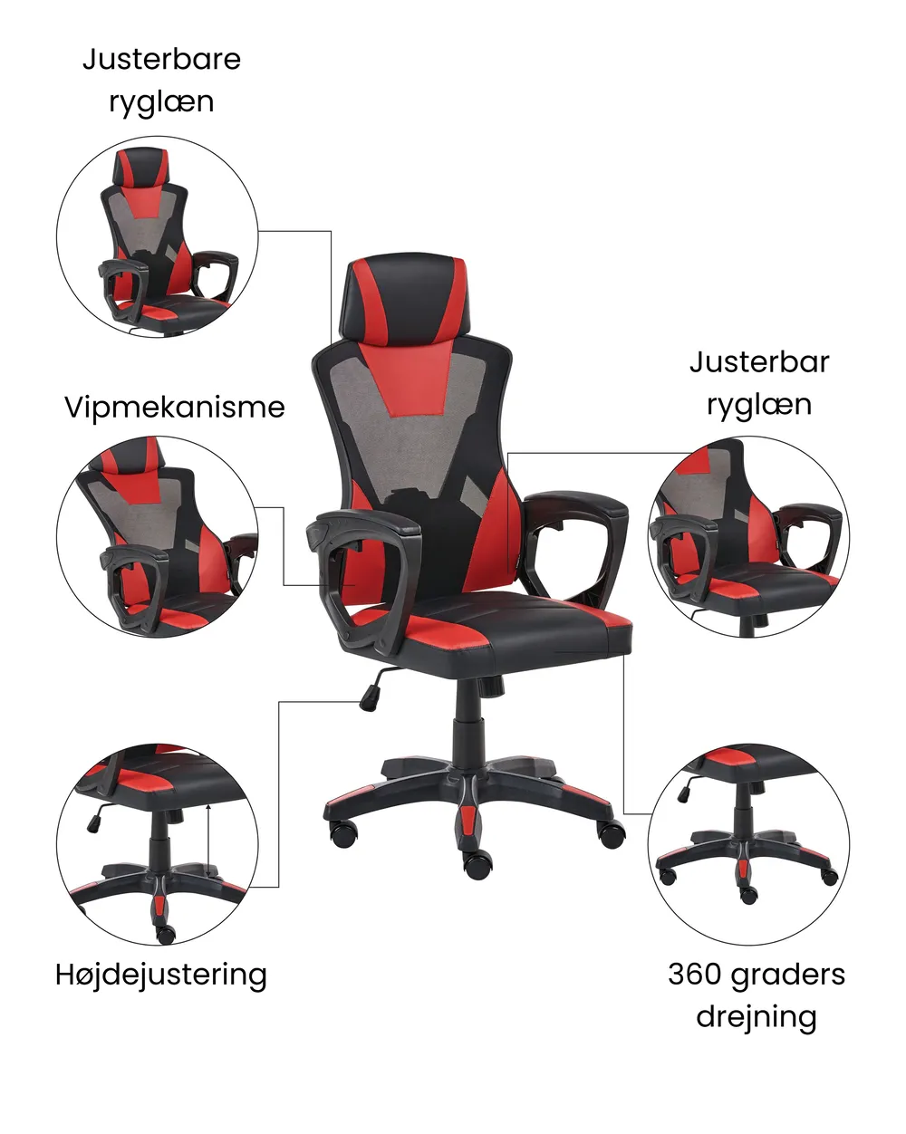 Kontorstol IGNIS Kunstlæder Rød_1074144