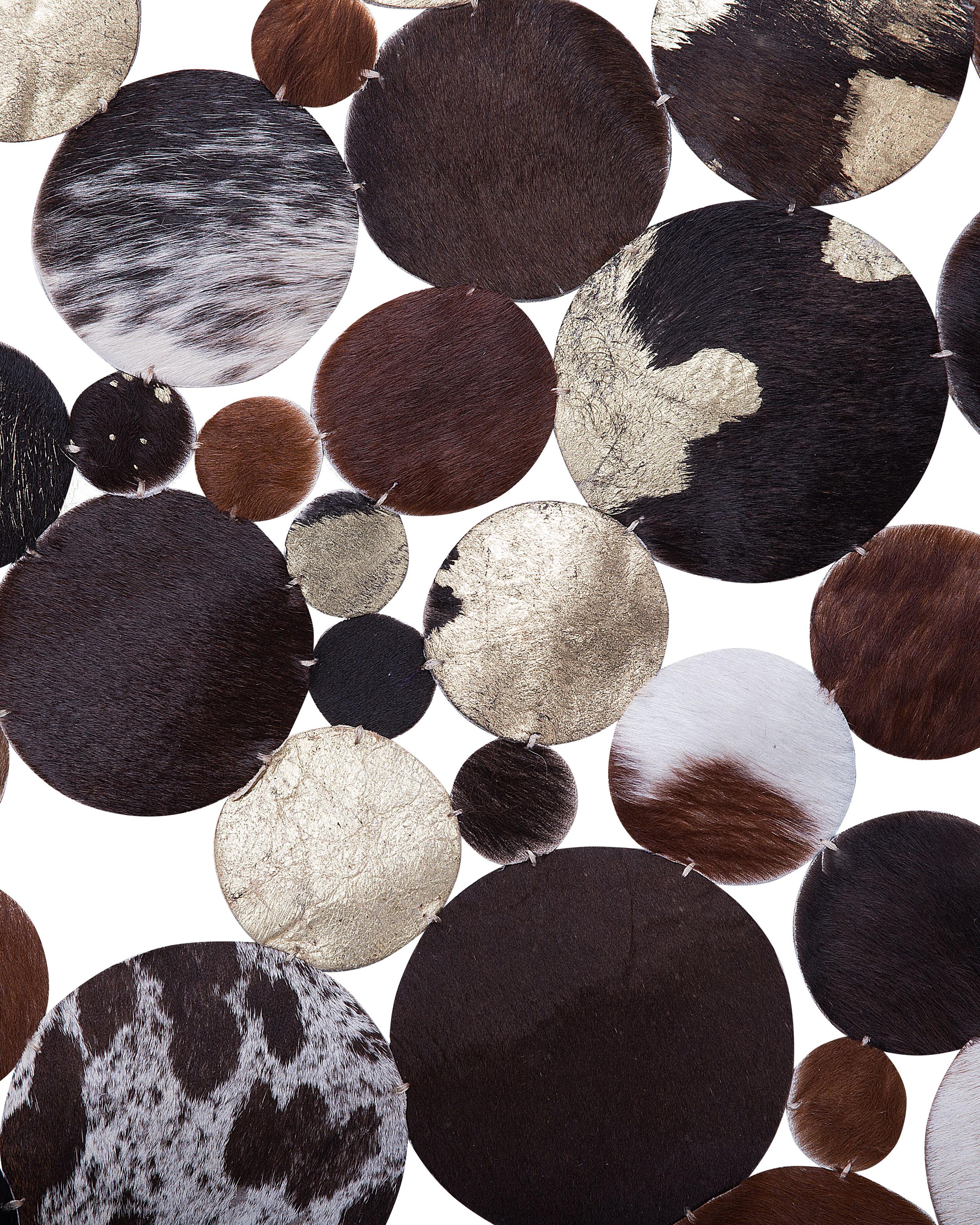 Round Cowhide Rug ⌀ 140 cm Multicolour SORGUN_721074