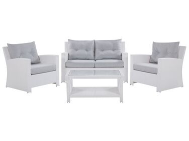 4 Seater PE Rattan Garden Sofa Set White SAN MARINO