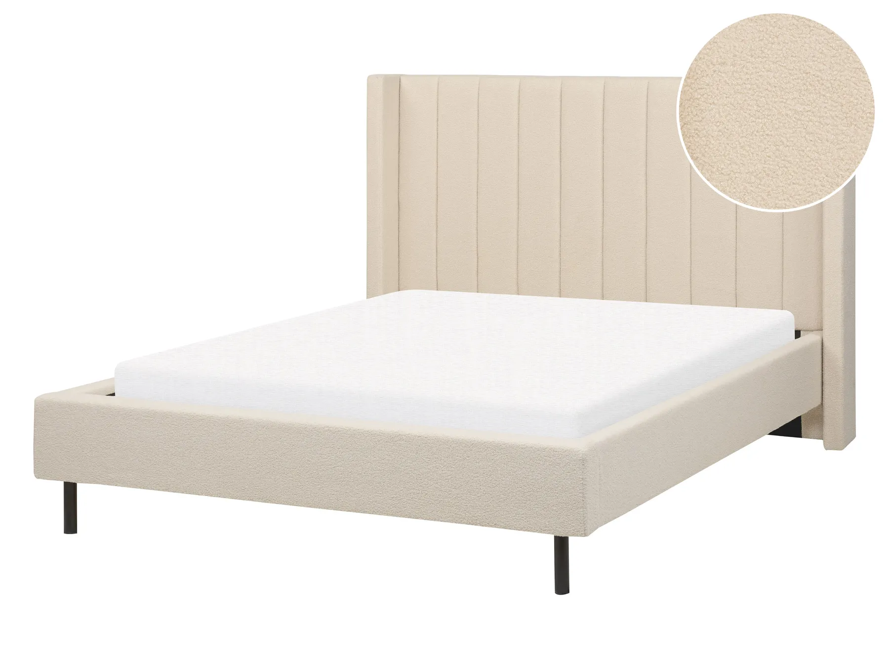 Lit avec sommier Bouclé VILLETTE 140 x 200 cm Beige_882666