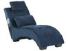 Chaise longue de terciopelo azul oscuro/negro/plateado con altavoz Bluetooth SIMORRE_823084