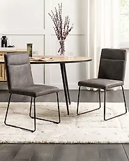 Lot de 2 chaises de salle à manger NEVADA Tissu Gris foncé_1176995