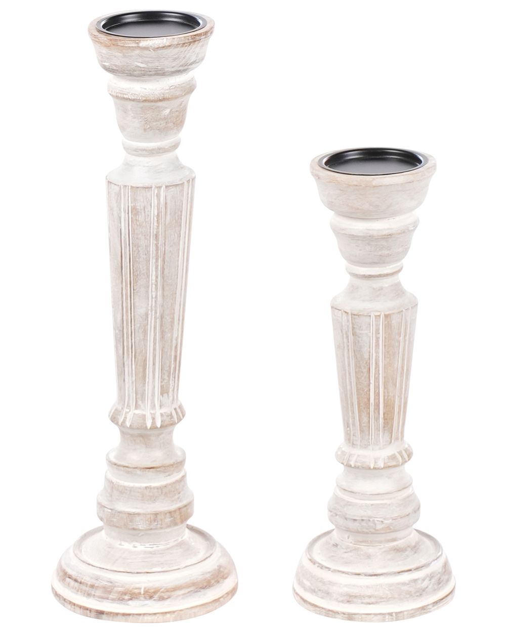 Conjunto de 2 candeleros DARWA 30/40 cm Madera de mango Marrón claro