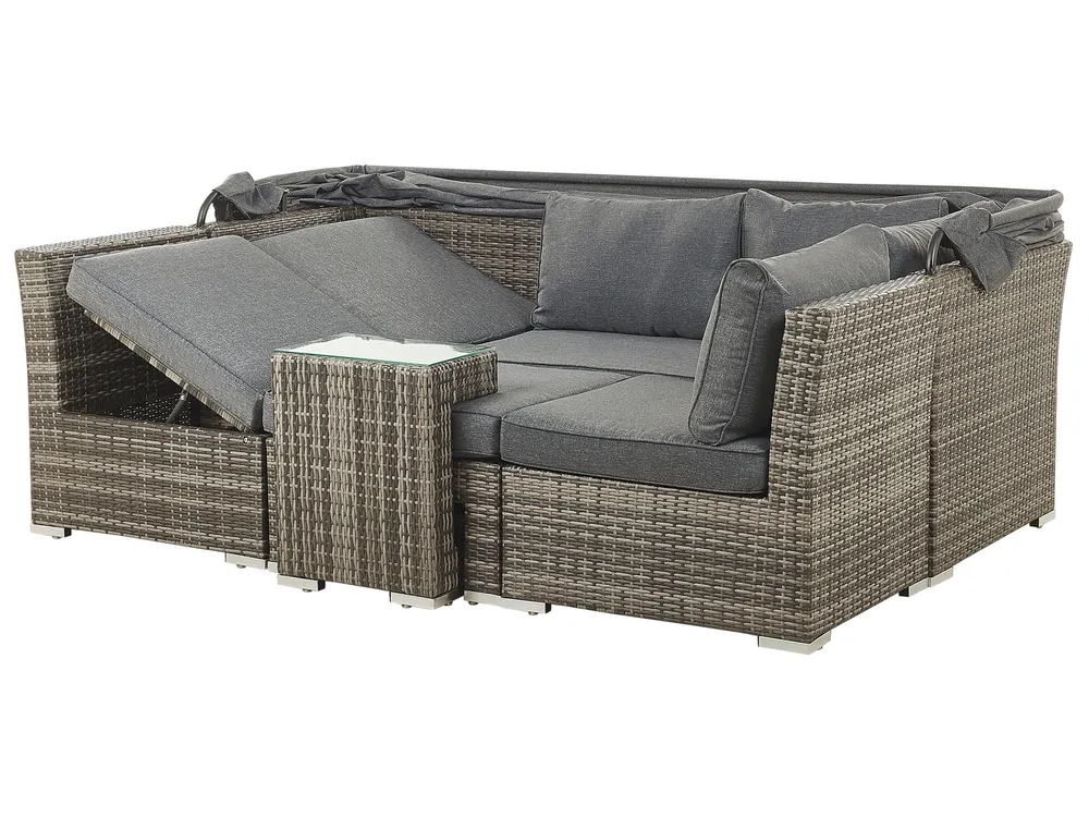Set da giardino con tavolo 6 posti CORTE Modulare Rattan sintetico (PE) Marrone scuro_776463