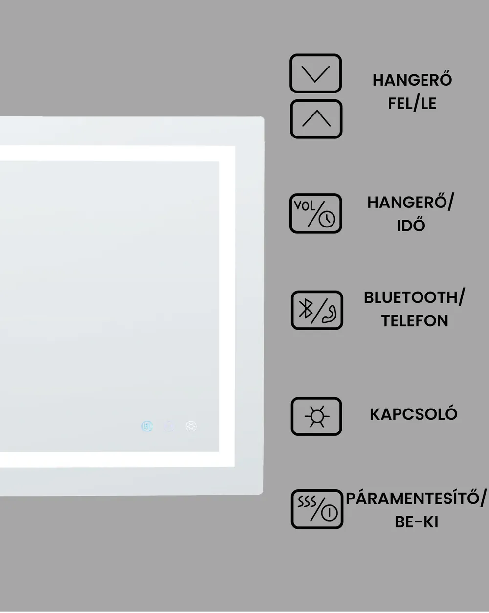 LED fürdőszobai tükör PRENOIS 80 cm 60 cm Ezüst_940478