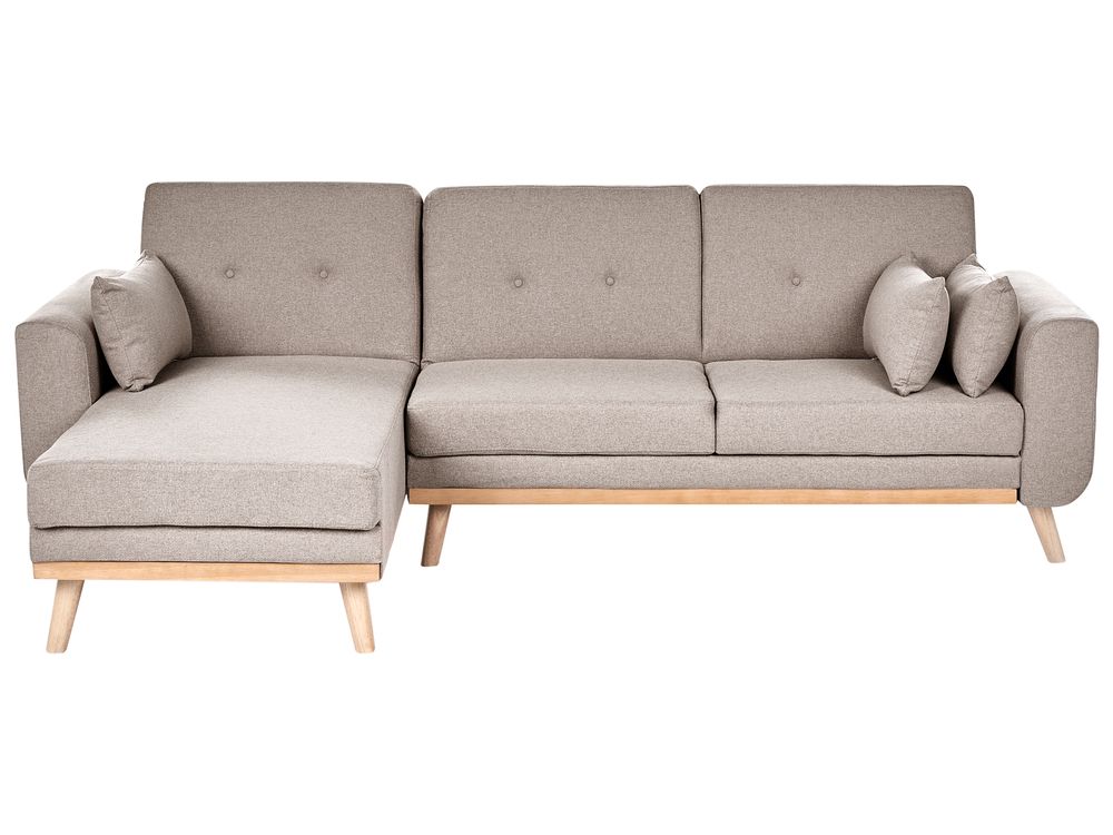 Corner Sofa Bed 3 Seater KAARINA Fabric Beige Right Hand