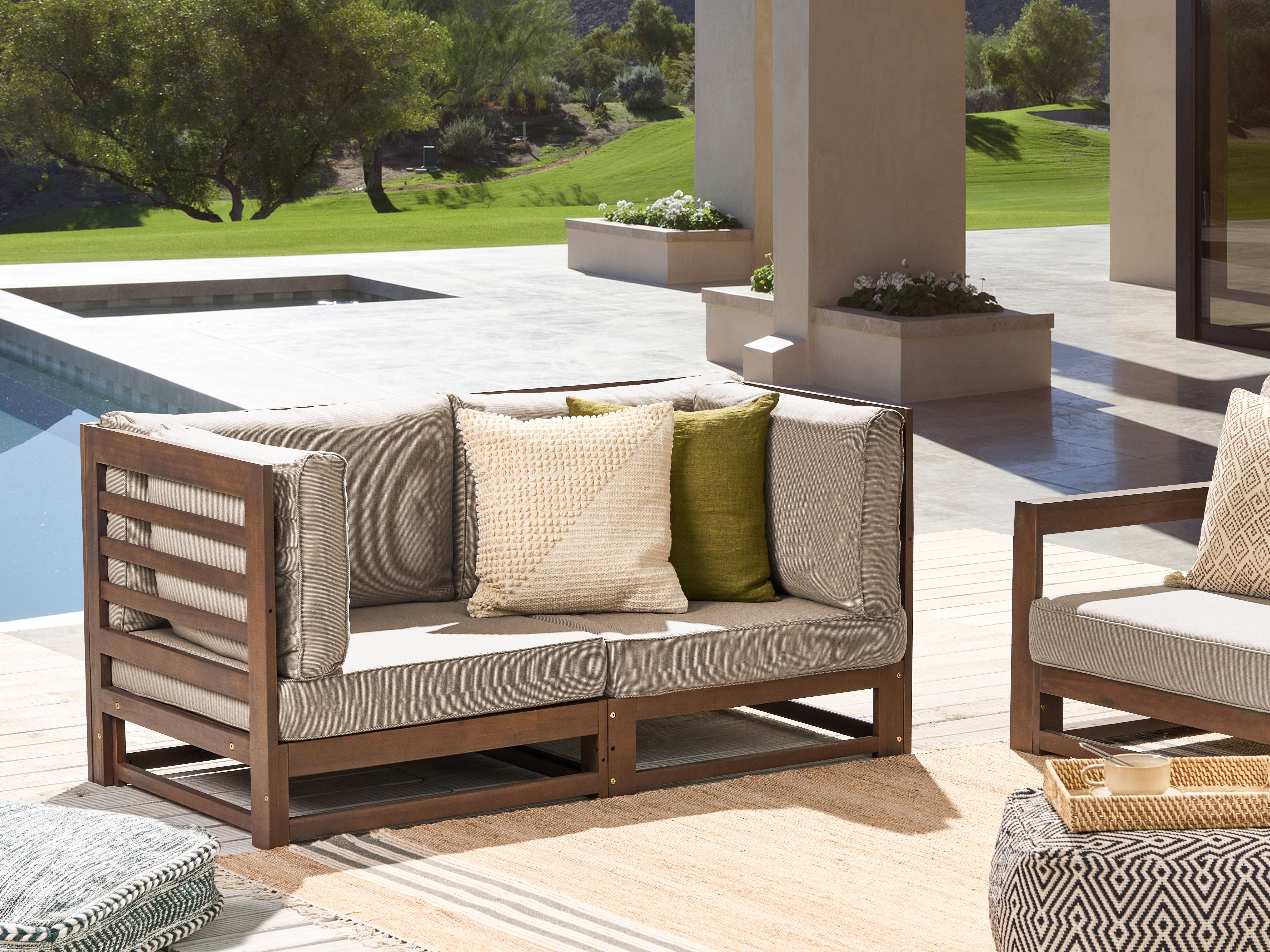 Sofá de jardín 2 plazas TRANI modular Madera de acacia certificada Marrón oscuro