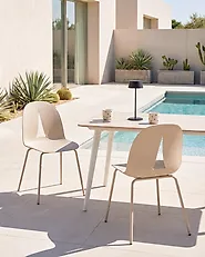 Set of 2 Garden Chairs BOLGHERI Armless Beige_1182837