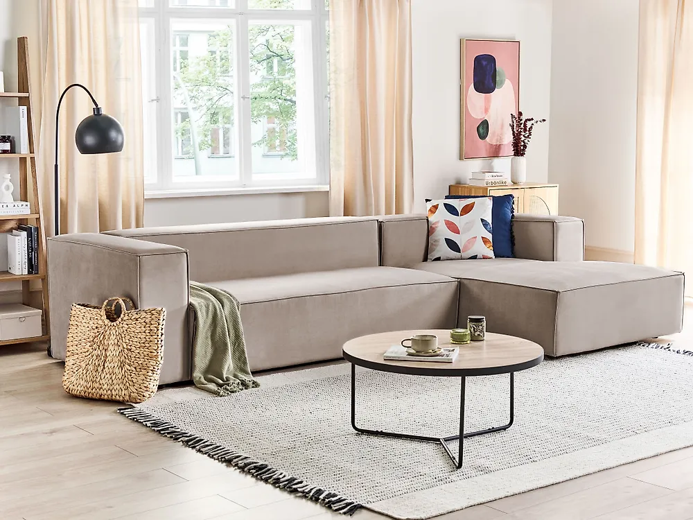 Corner Sofa VERNON Velvet Beige Left Hand_1184898