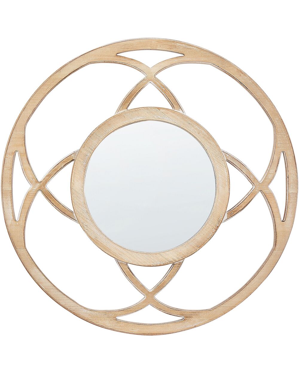 Light wood round mirror cheap