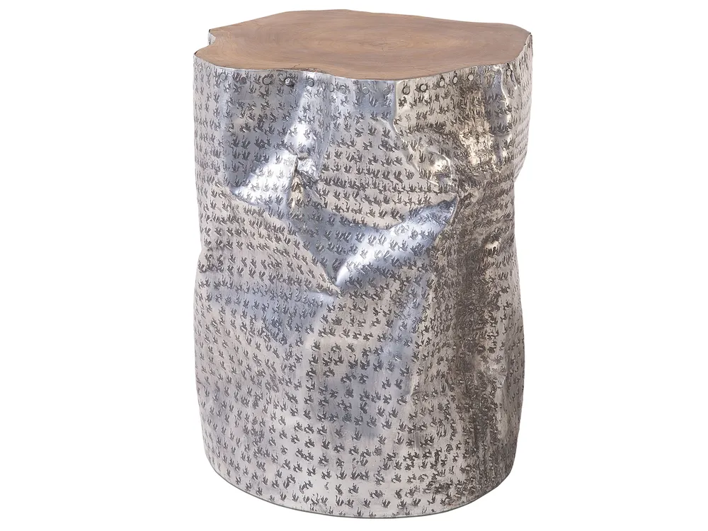 Side Table GORDON Teak Wood Silver_678505