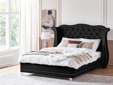 Velvet EU Super King Size Bed Black AYETTE