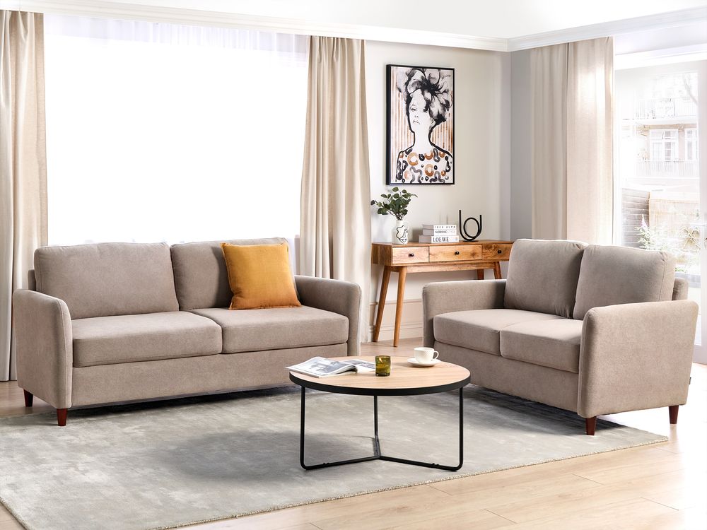 Fabric Living Room Sofa Set Taupe MARE Beliani