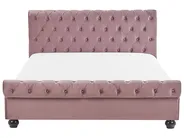 Bett mit Lattenrost Samtstoff AVALLON 160 x 200 cm Rosa_694426
