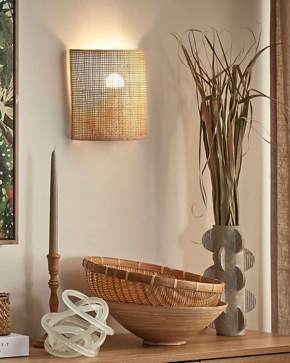 Lampe murale CARIO Rotin Naturel
