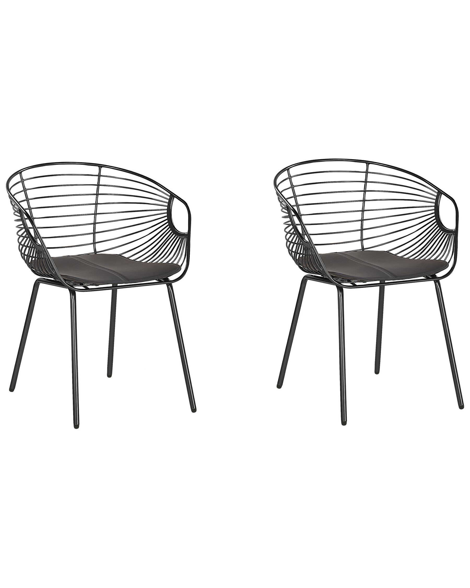 Metallstuhl schwarz mit Kunstleder-Sitz 2er Set HOBACK_775493