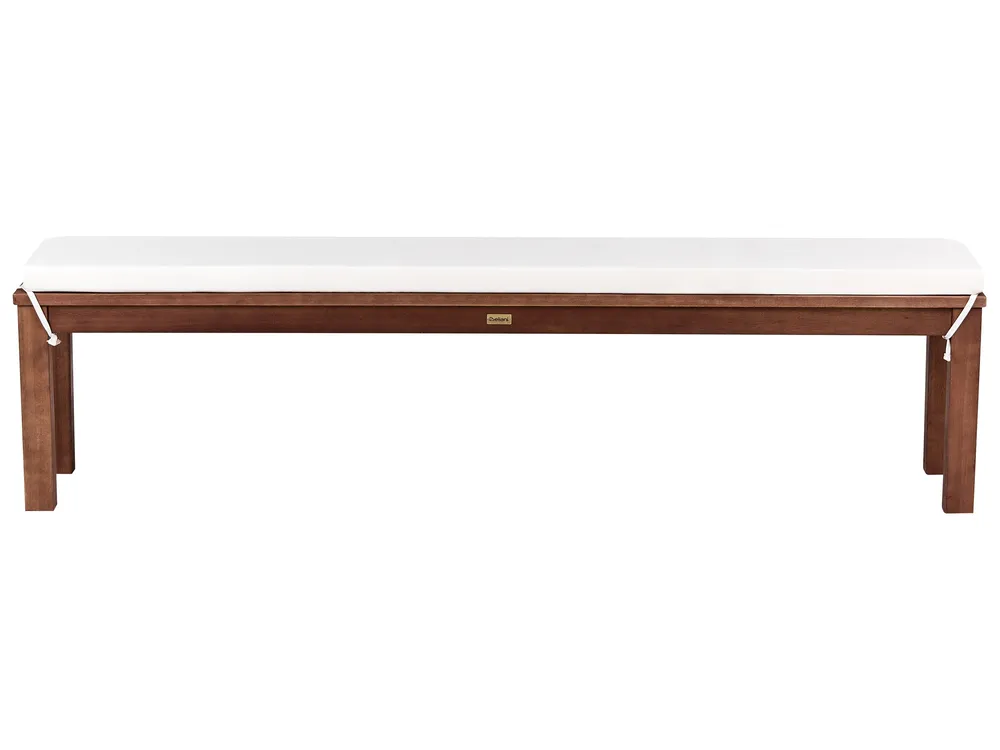 Garden Bench with Cushion MONSANO 170 cm Eucalyptus Wood Off-White