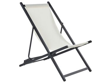 Folding Deck Chair Cream and Black LOCRI II