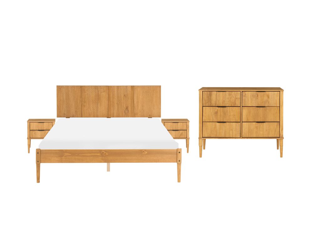 Ensemble de chambre Bois de pin AMBAZAC 120 x 200 cm Marron clair