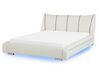 Kožená postel  LED 160 x 200 cm bílá NANTES_796167