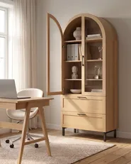 Glass Display Cabinet LACHINE 80 cm Light Brown_1124746