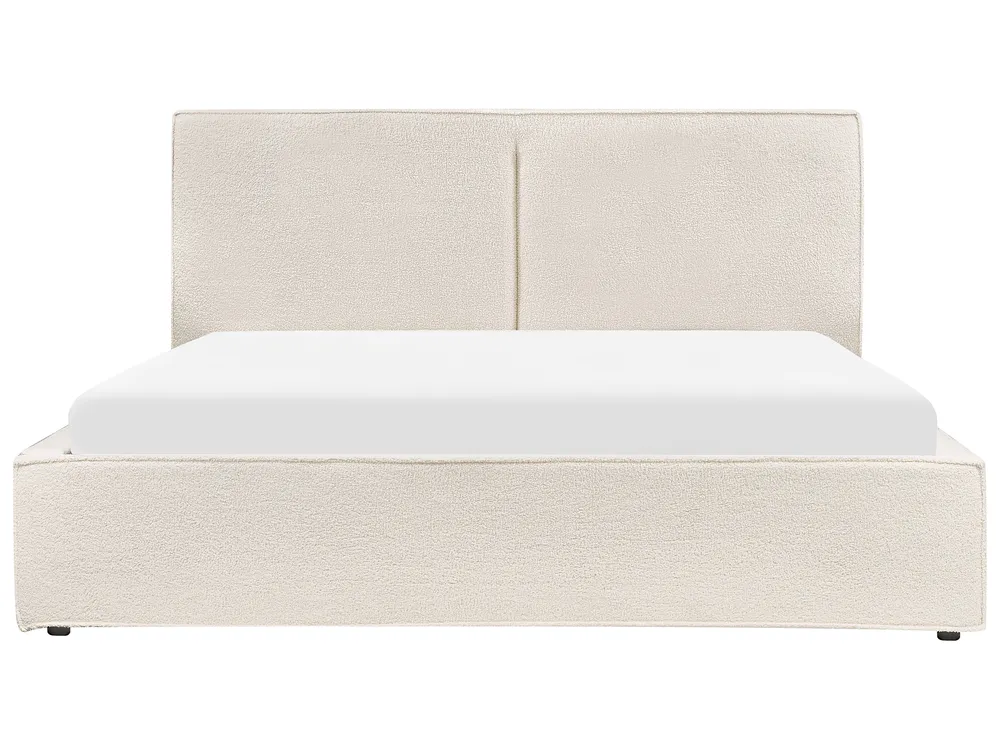 Letto contenitore MOISSAC Bouclé Bianco sporco 160 x 200 cm_928913