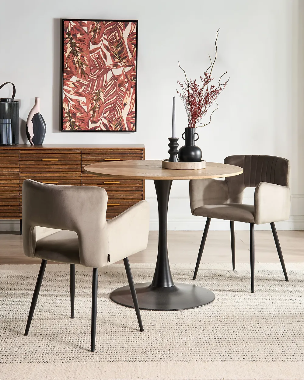 Esszimmerstuhl 2er Set SANILAC Samtstoff Taupe_1174487