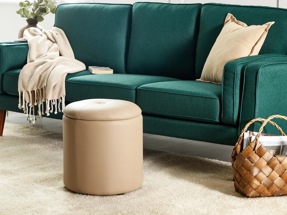 Storage Pouffe MARYLAND Faux Leather Beige