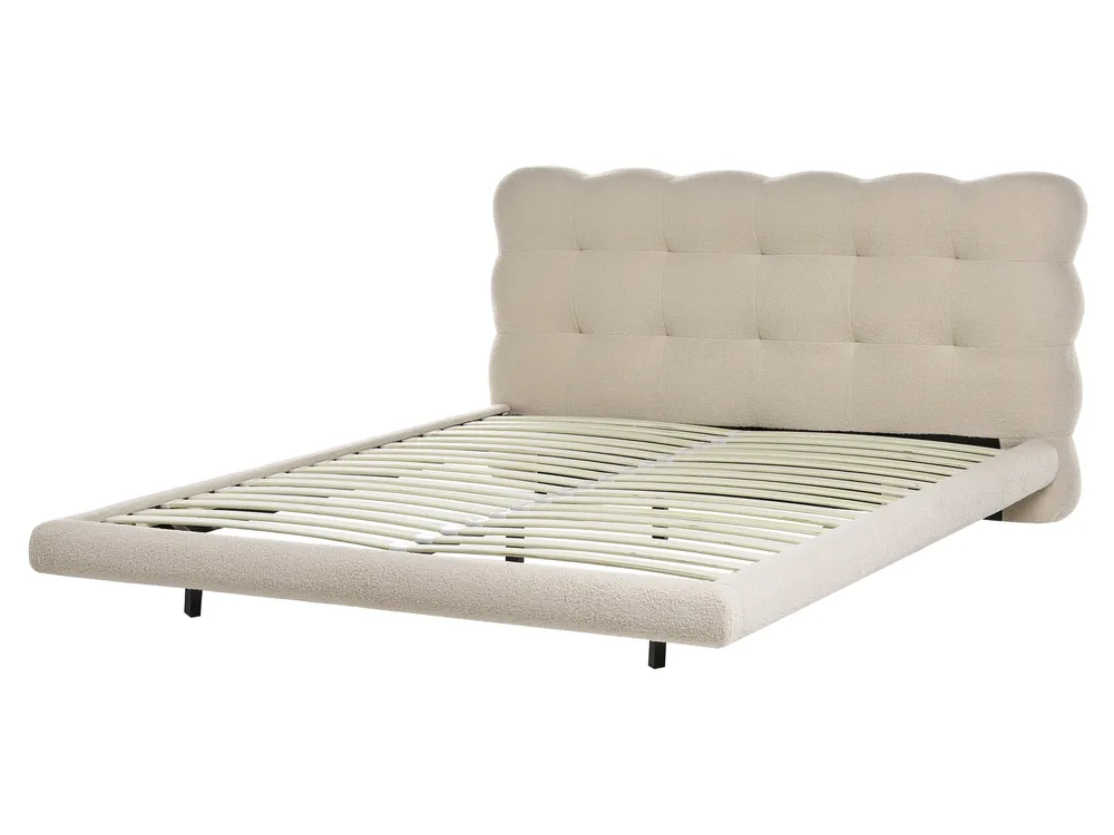 Bett mit Lattenrost Bouclé SOULISSE 160 x 200 cm Beige_1129709