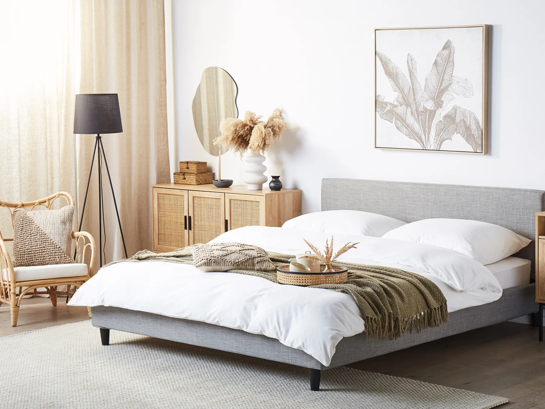Bed Fabric FITOU 180 x 200 cm (EU Super King) Light Grey_709590
