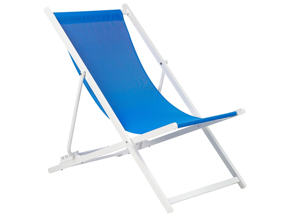Folding Deck Chair Blue and White LOCRI II Beliani.es