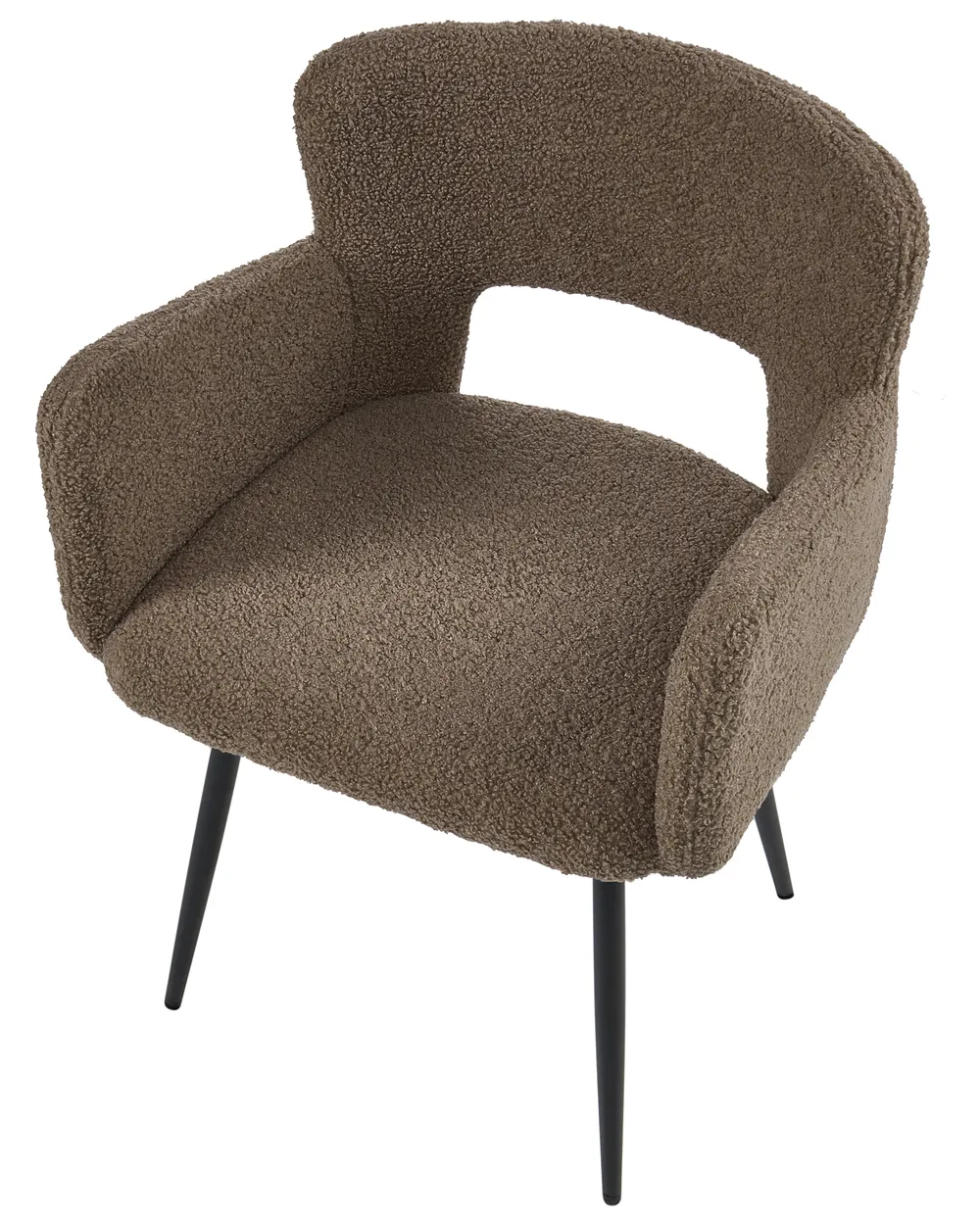 Set of 2 Dining Chairs SANILAC Boucle Brown_1048305