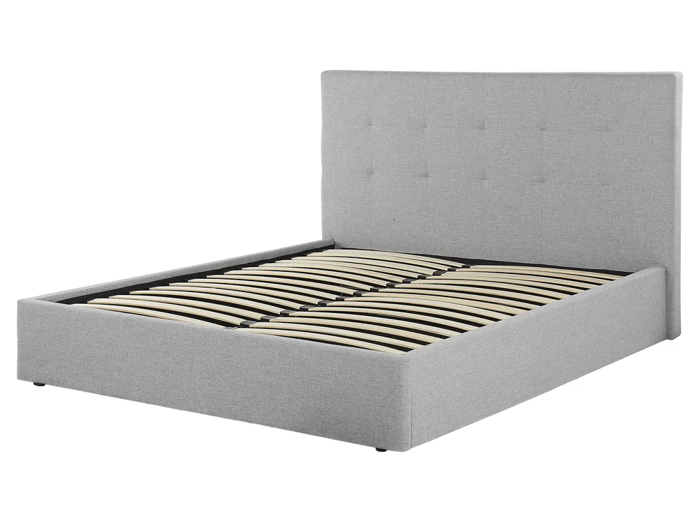 Ottoman Bed LORIENT Fabric Grey 160 x 200 cm (EU King Size)_827041