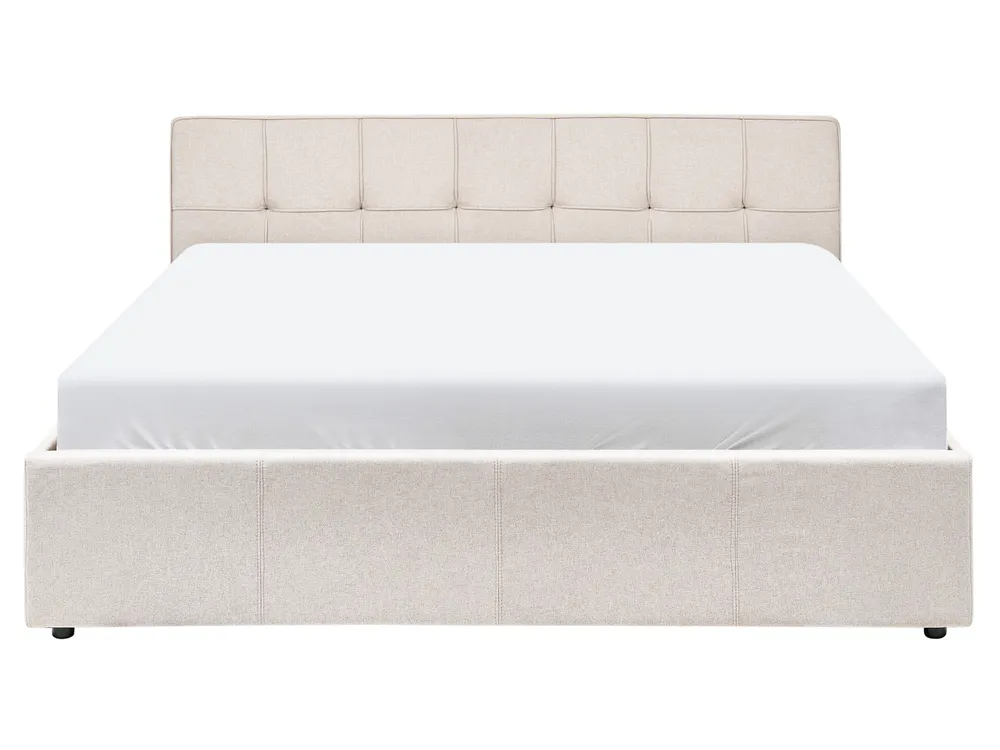 Bett mit Stauraum LAURESSES Stoff Hellbeige 160 x 200 cm_1153510
