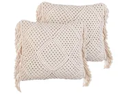 Set di 2 cuscini BESHAM 45 x 45 cm Cotone Beige chiaro Trama geometrica_904588