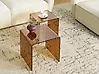 Set of 2 Side Tables KENDALL Tempered Glass Brown