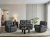 Manual Recliner Living Room Set 4 Seater BERGEN Fabric Graphite Grey