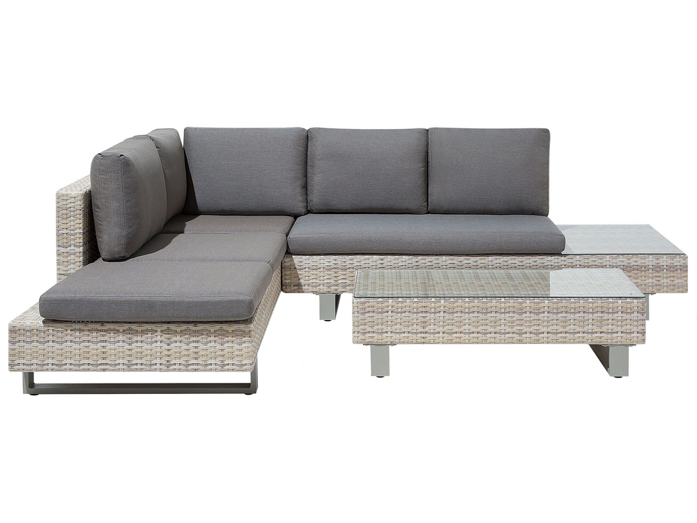 Lounge Set LANCIANO PE Rattan Grey Reversible 5 Seater Beliani