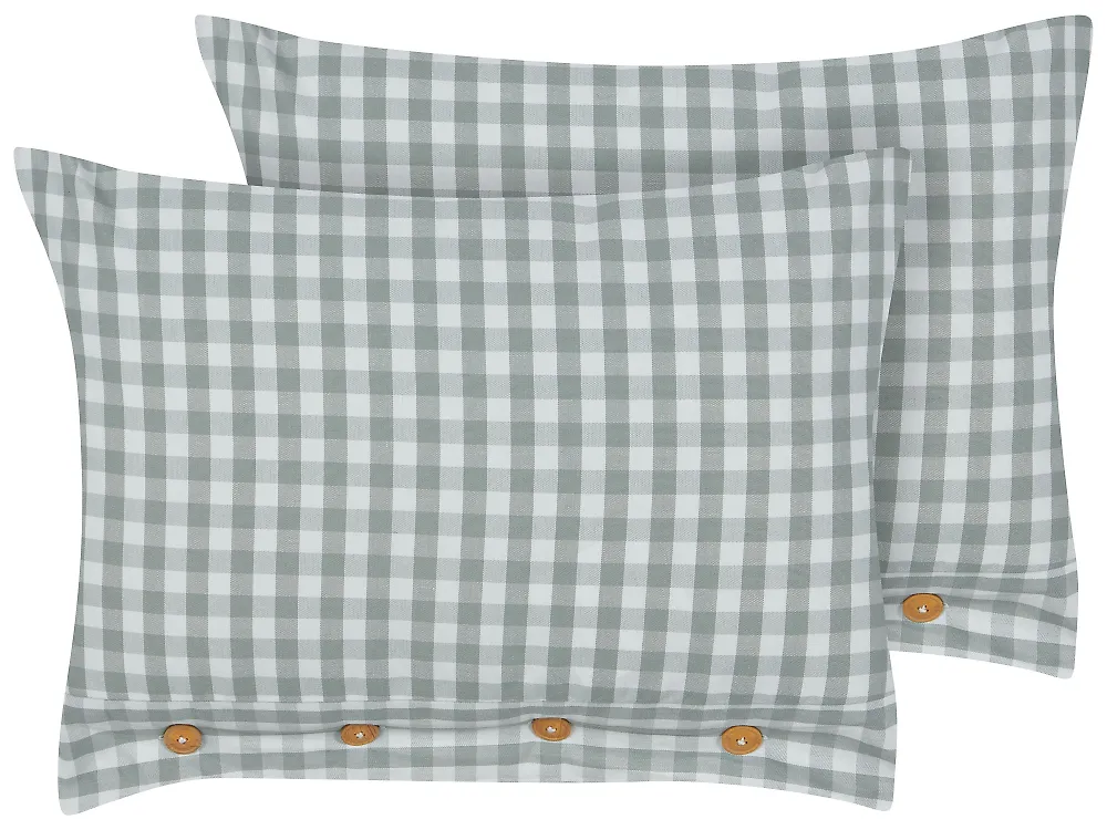 Conjunto de 2 cojines decorativos TALYA 40 x 60 cm Verde menta A cuadros_1185013