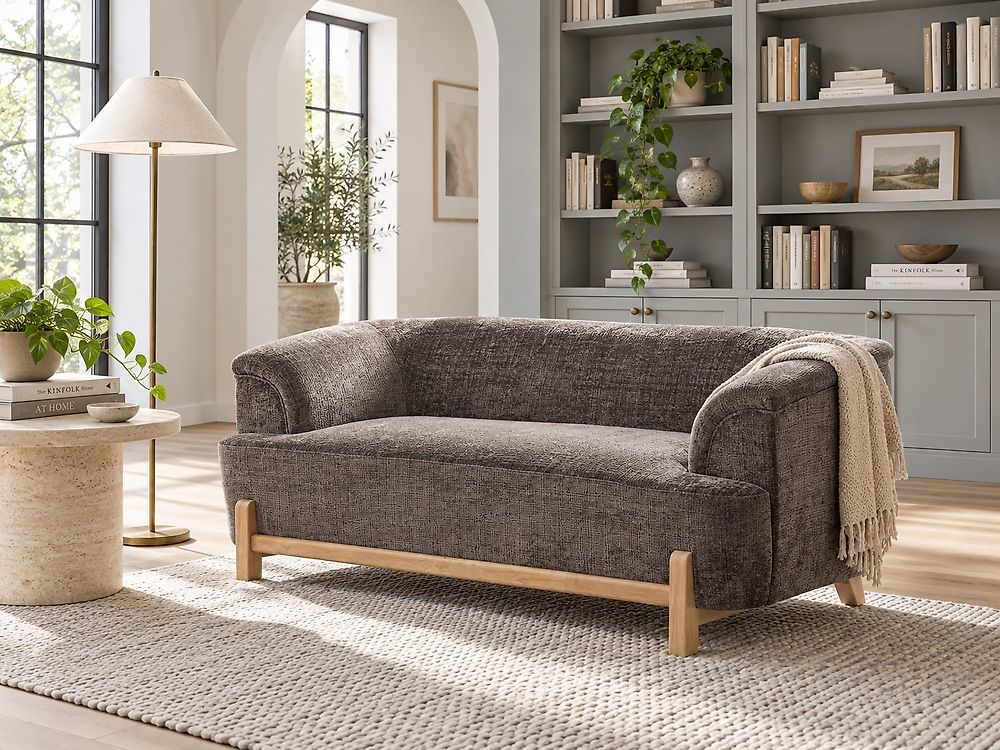 Canapé 2 places ALNOR Tissu chenille Marron