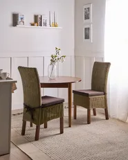 Set of 2 Dining Chairs ANDES Rattan Brown_1018483
