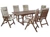 Zestaw ogrodowy drewno akacjowe stół i 6 krzeseł z poduszkami beżowoszarymi AMANTEA_880411